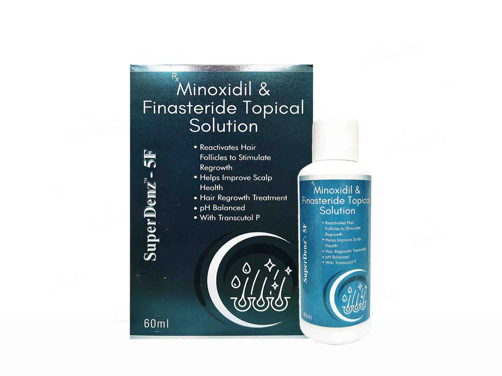 SuperDenz-5F Topical Solution (5% Minoxidil + 0.1% Finasteride) - 60 ml